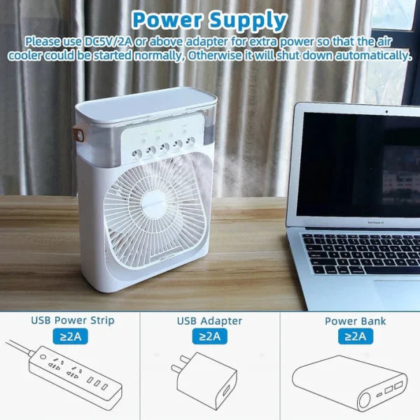 Portable Air Conditioner Fan, Usb Electric Fan With Led Night